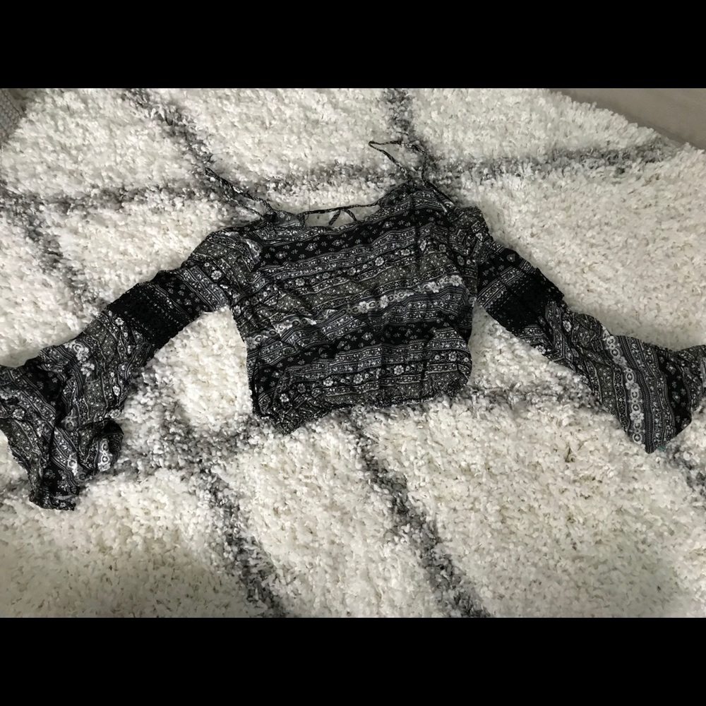 Crop Top with Flare Sleeves